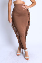 Load image into Gallery viewer, Fringe Mocha Maxi Skirt
