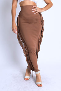 Fringe Mocha Maxi Skirt