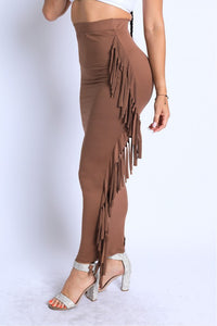 Fringe Mocha Maxi Skirt