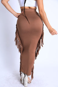 Fringe Mocha Maxi Skirt