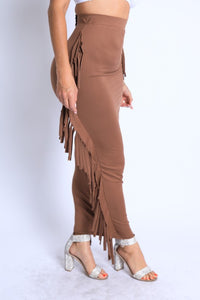 Fringe Mocha Maxi Skirt