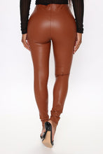 Load image into Gallery viewer, Cognac Faux Leather Skinny Pants
