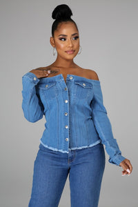 Shoulders Out Denim Top