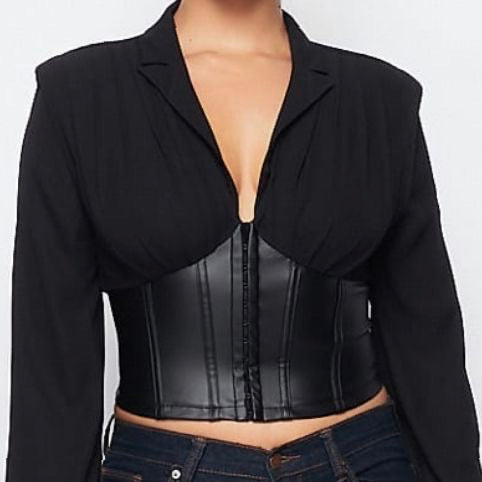 Faux Leather Corset Blouse