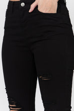 Load image into Gallery viewer, Black High Waist Distressed Denim Jeans
